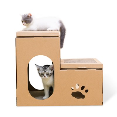 Easy Assembly Cardboard Paper Cat House Cutest House Shaped Corrugated Cat House