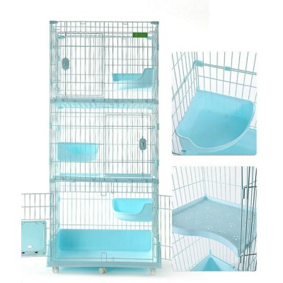 Large stainless steel cat cage with wheels and hammocks