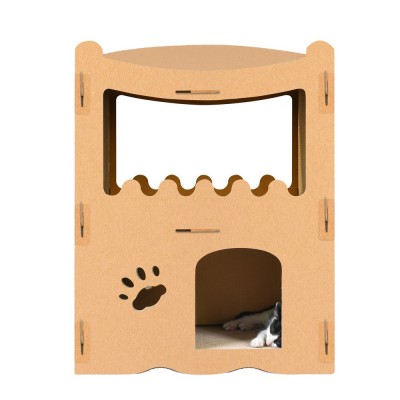 Big Space Corrugated Paper Cat Tree House Luxury Cat Climbing Frame