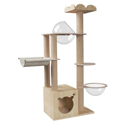 Manufacturer Luxury Cat Climbing Scratching Toy Solid Wood Pet Furniture Cat Tree House