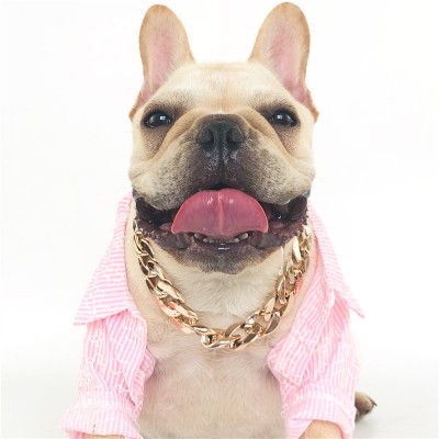 Fashion luxury decorative dog Bull Terrier chain golden dog necklace collar